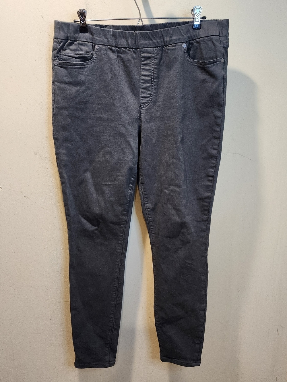 LAND'S END Mid Rise Pull On Stretch Skinny Jeans In Olive Green 14